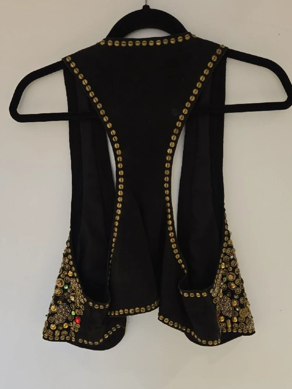 Free People Black Sequin & Bead Embellished Vest